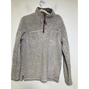 True Grit Grey Long Sleeve Sherpa Quarter Zip Pullover Sz XS